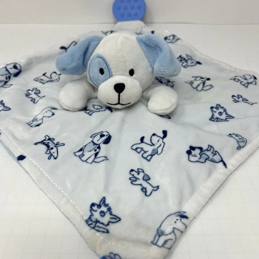 Modern Baby‎ Blue Puppy Dog Lovey Rattle Security lovies Infant Plush